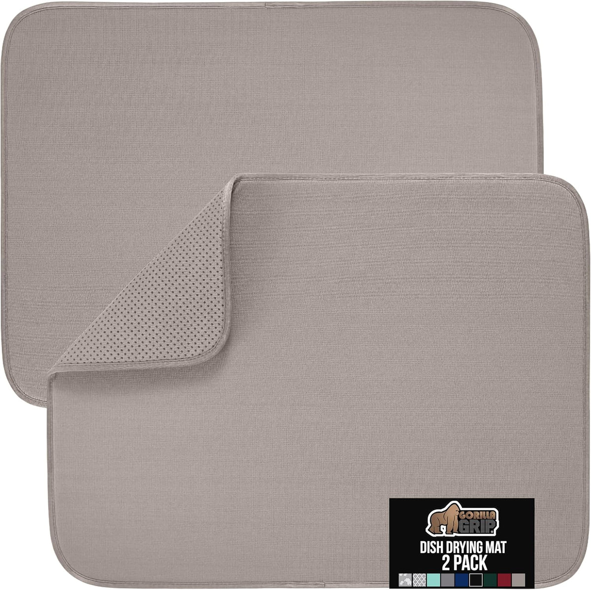 GORILLA GRIP Ultra Water Absorbent Microfiber Dish Drying Mat, Quick Dry Thick Mesh, Slip Resistant