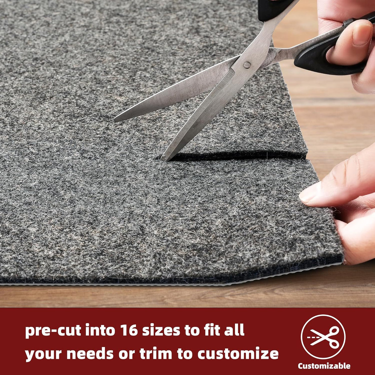 BAGAIL Felt and Natural Rubber Backing Rug Pads 1/4” Thick, 8 x 11 Ft Non Slip Rug Gripper Keep