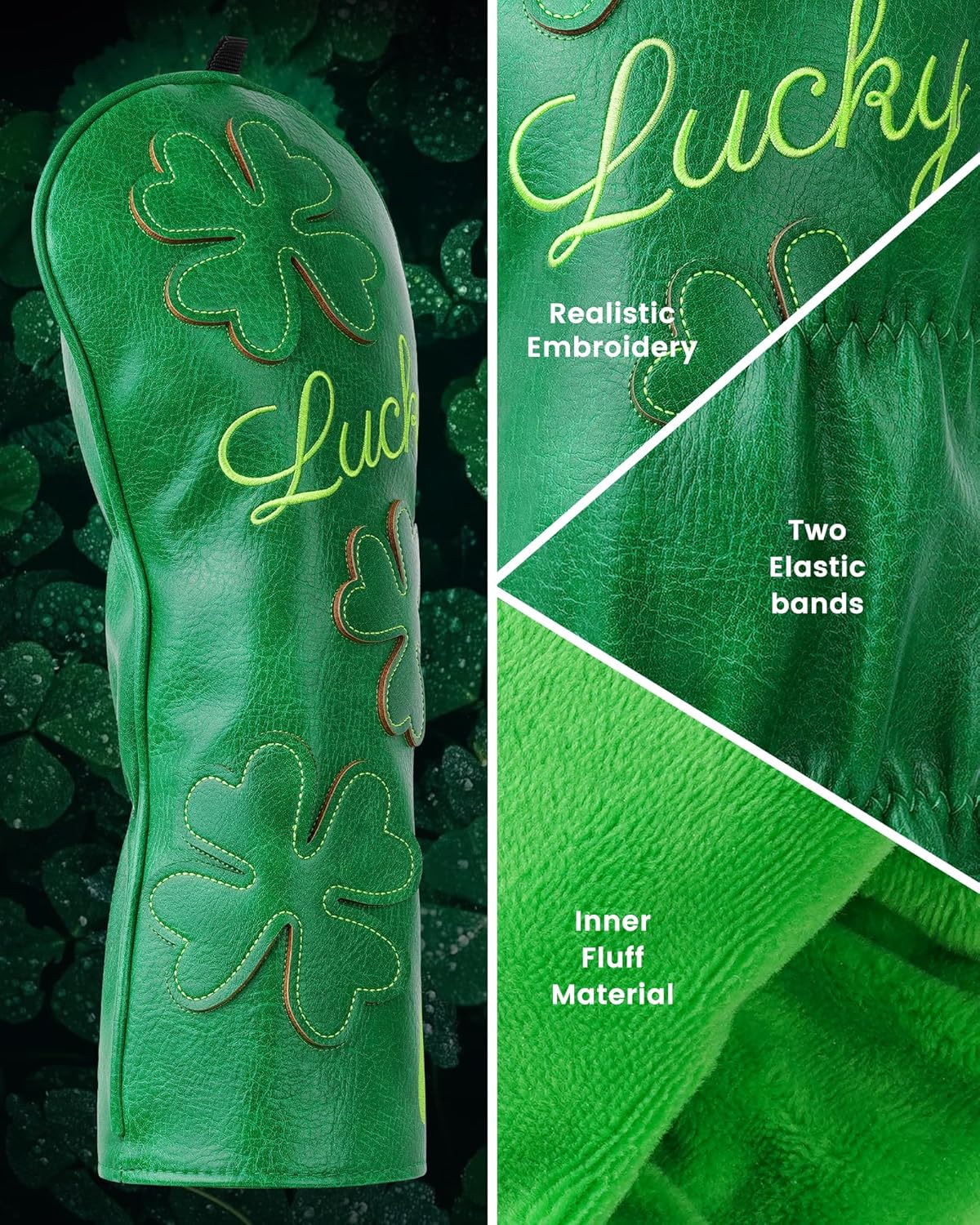Golf Headcovers Golf Club Head Covers Four Leaf Clover Good Luck Charm - Clover Style Premium