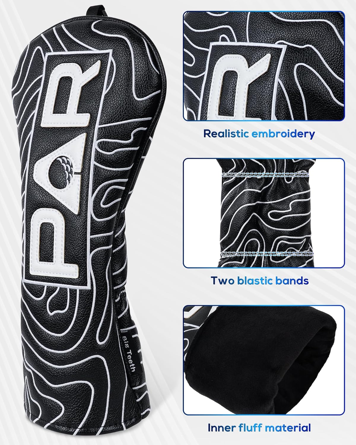 Big Teeth Golf Club Covers Full Set Driver Headcover Fairway Wood Hybrid Golf Club Iron Head