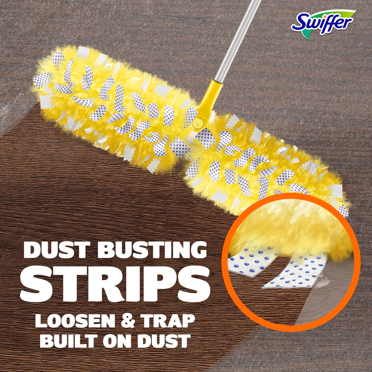 Swiffer Duster Kit with 6 ft Super Extendable Handle, Heavy Duty Starter Kit with 8 Refills, Lemon