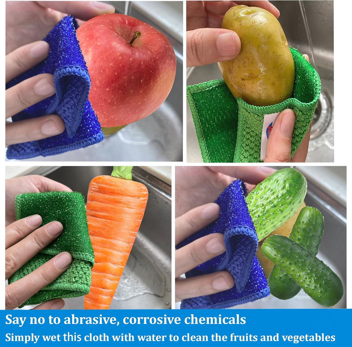 12 Pack Microfiber Scrub Dish Cleaning Cloth, Non-Scratch, Reusable & Durable for Pan Pot Dish