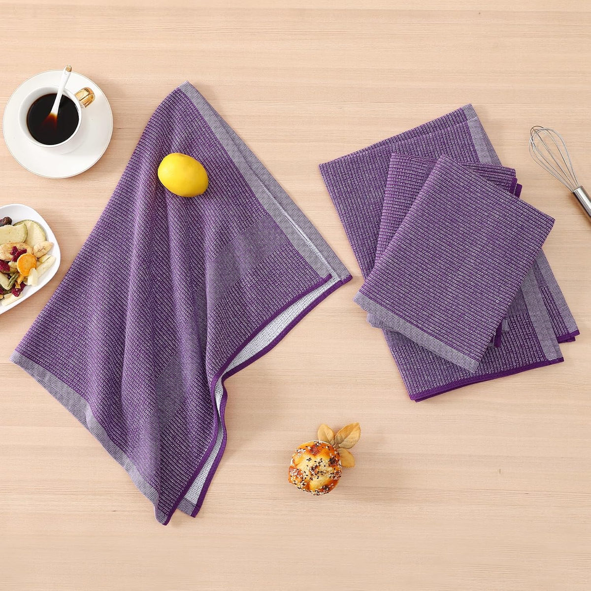 Homaxy Premium Kitchen Towels(18”x 28”, 12 Pack), Large Cotton Kitchen Hand Towels, Flat and Terry