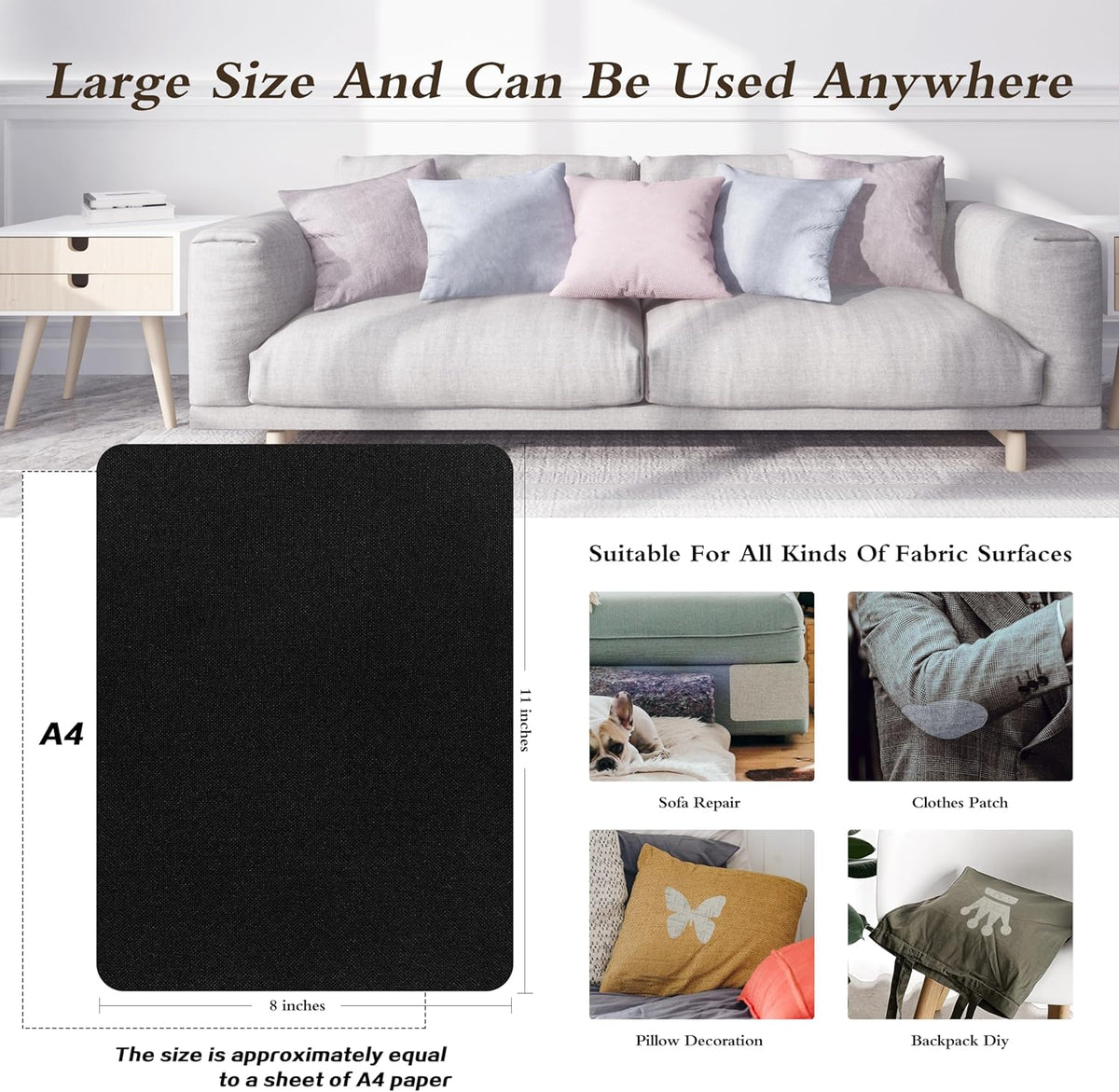 KING MOUNTAIN Fine Linen Repair Patches, Self-Adhesive Linen Fabric Patches, 8X11 inch Extra Size
