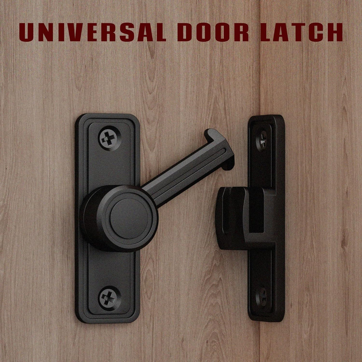 Barn Door Privacy Latch, 90°/180° Swing Slide Lock, Zinc-Alloy, Adhesive or Screw Mount, Interior
