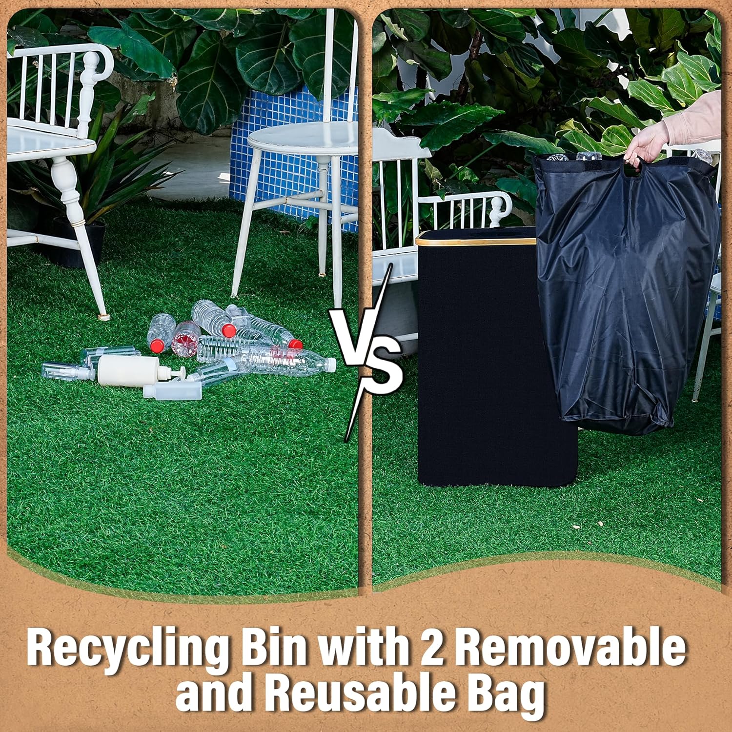 efluky Recycling Bin for Kitchen 26 Gallon, 100L Recycle Bin with 2 Removeable and Reusable Inner