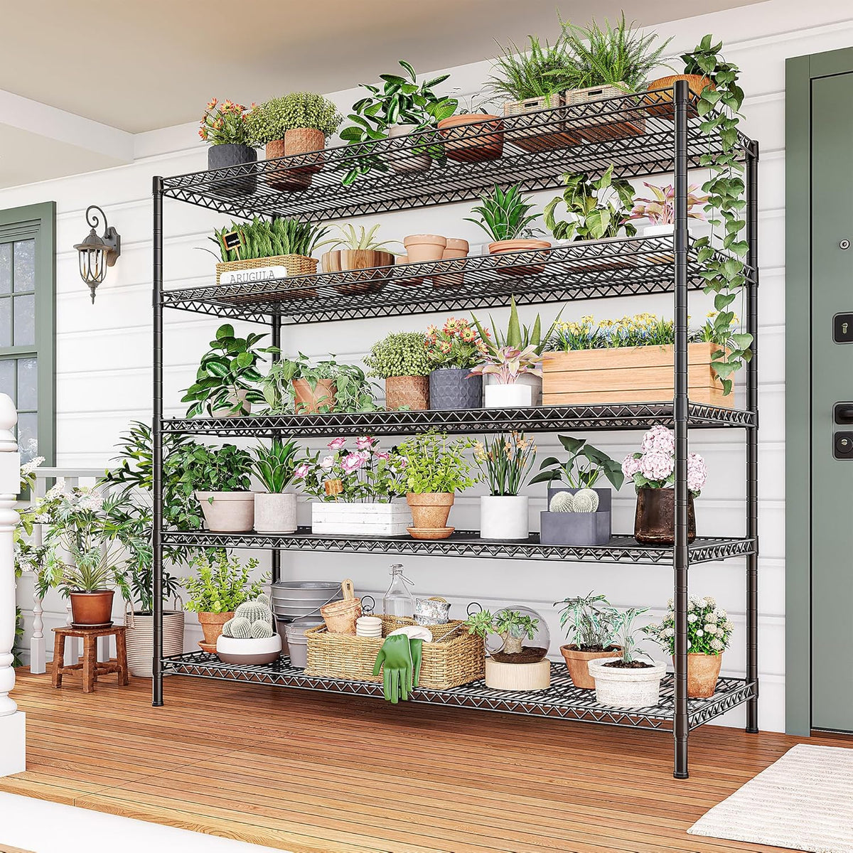 REIBII 55.5" W Storage Shelves 3200LBS Metal Shelving 5 Tier Wire Shelving Unit Garage Shelving