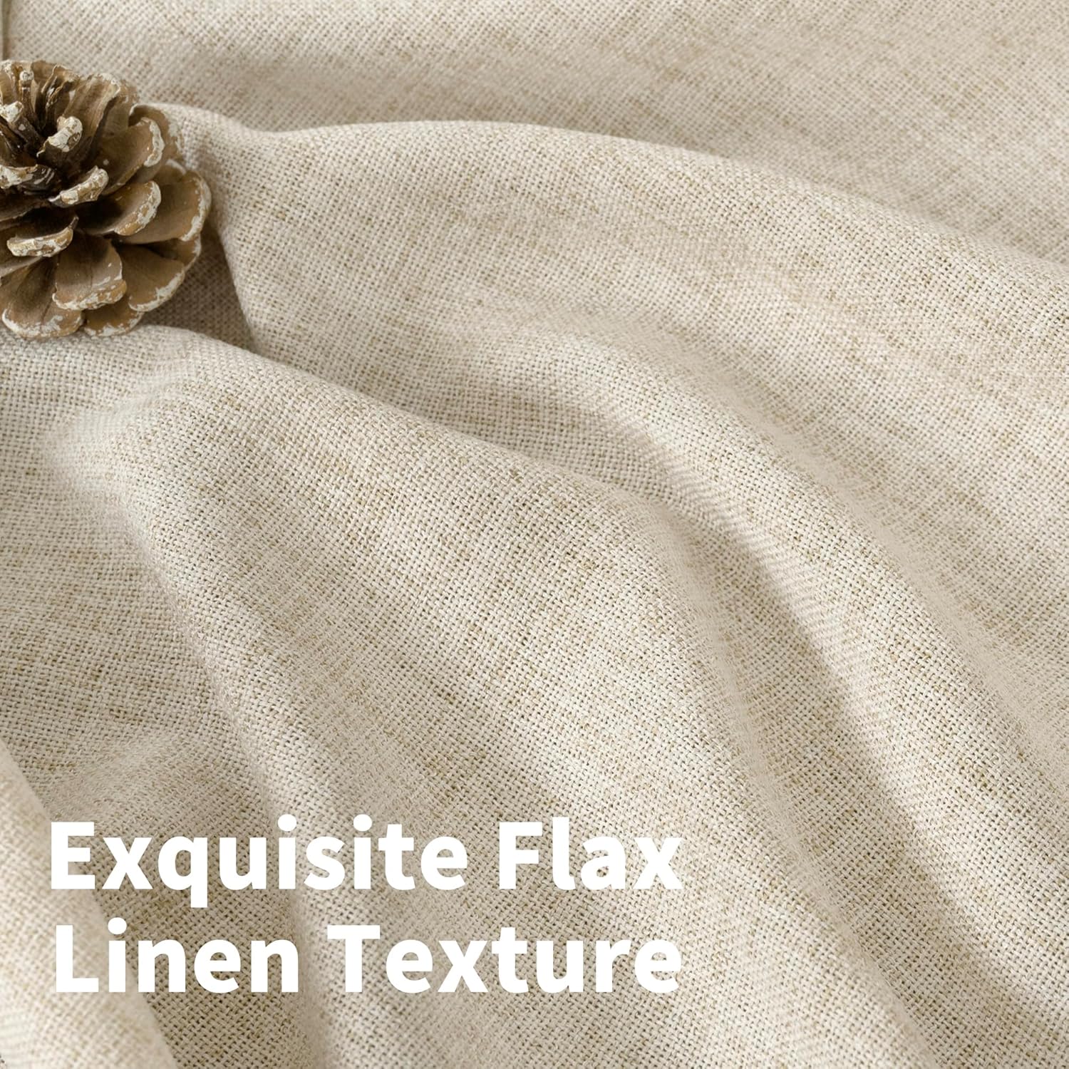 YoungsTex Linen Curtains 72 Inch Length for Living Room - Light Filtering Window Drapes with Back