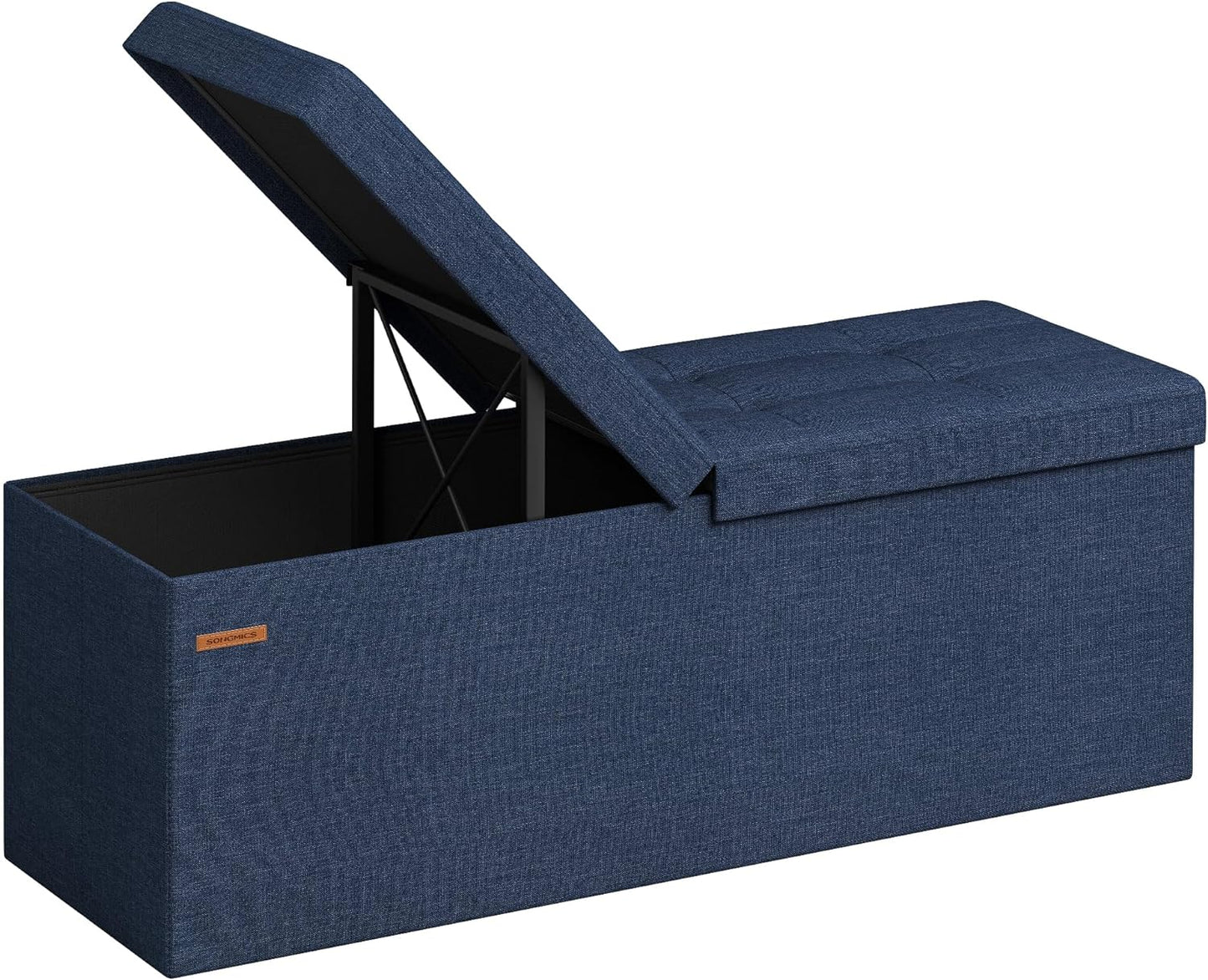 SONGMICS Mazie Collection - 43 Inches Storage Ottoman, Foldable Storage Bench with Flipping Lid
