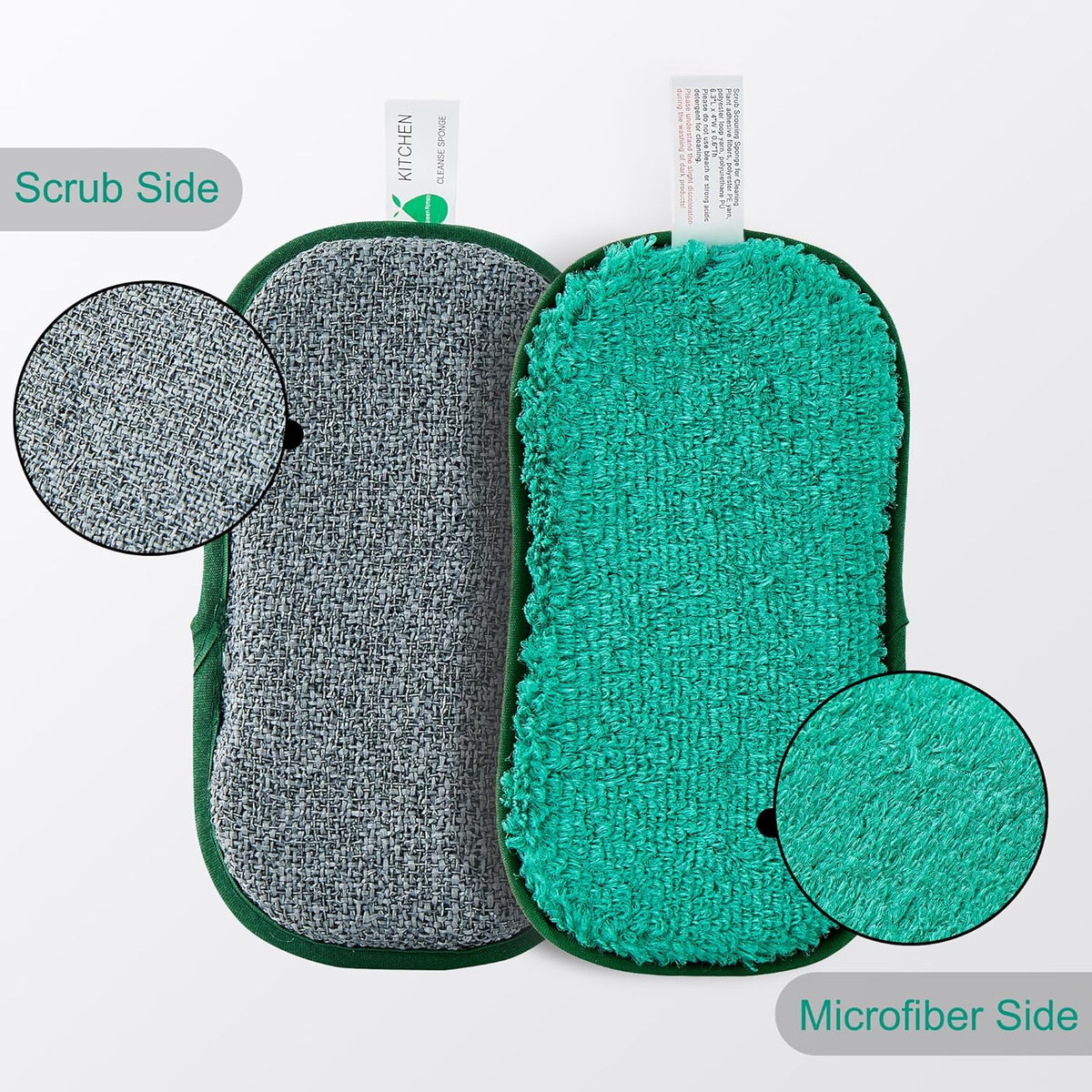 Multipurpose Sponges Kitchen,6 Pack Reusable Non-Scratch Scrub Sponge,Rough Scrubbers Side for Pots