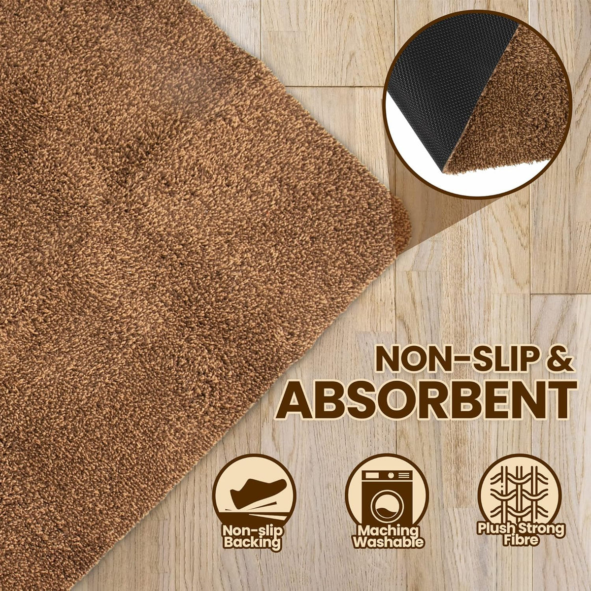 Premium Microfiber Indoor Door Mat – 36"x72" Washable Entry Mat, Non-Slip, Waterproof Backing