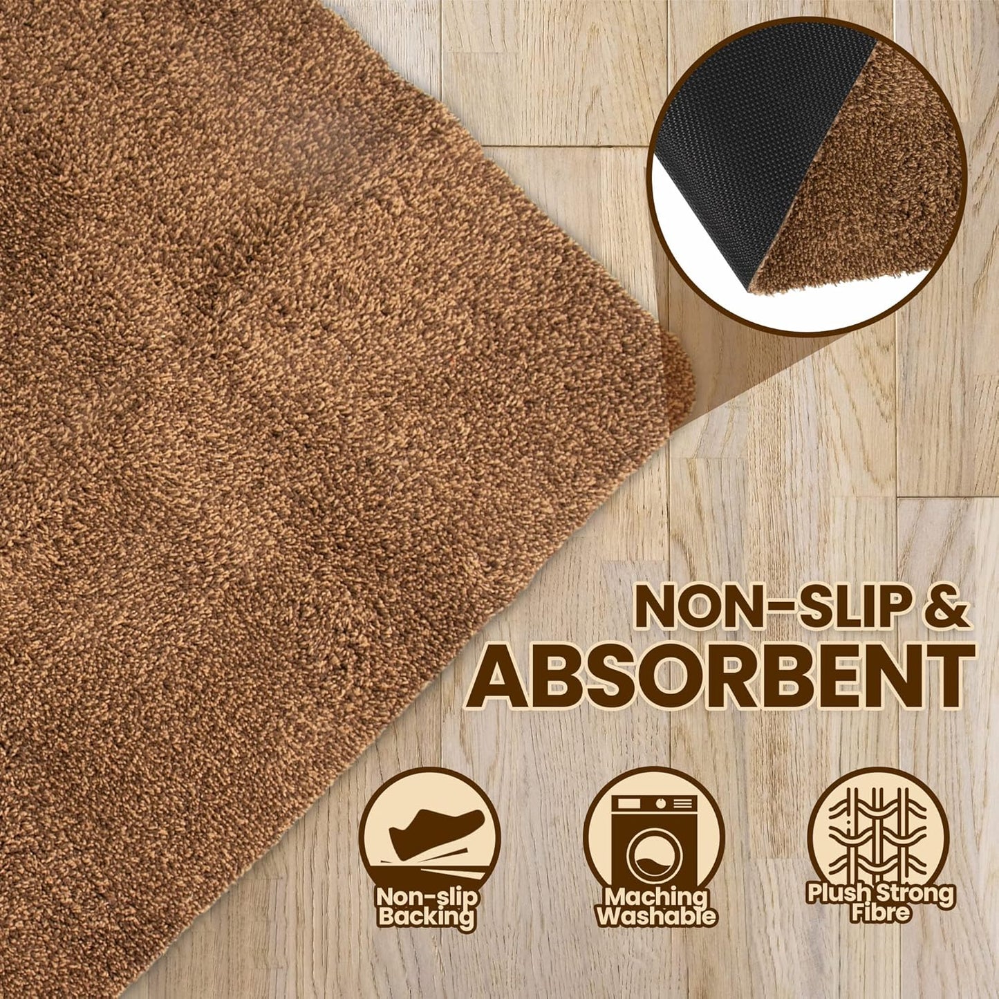 Premium Microfiber Indoor Door Mat – 36"x60" Washable Entry Mat, Non-Slip, Waterproof Backing