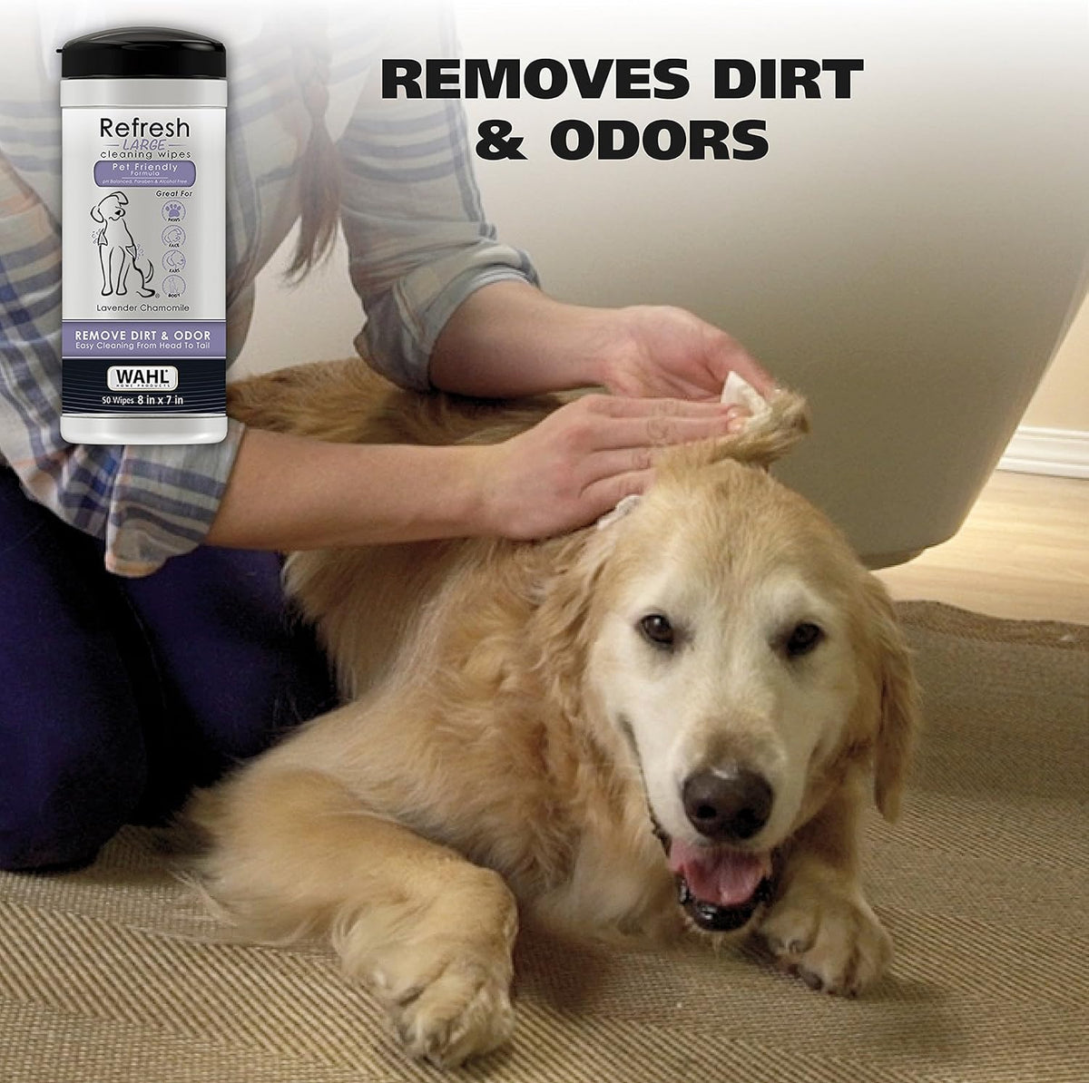 Wahl USA Pet Refresh Lavender Cleaning Wipes for All Dog Breeds - Use on Ears, Nose, Paws, Bottom