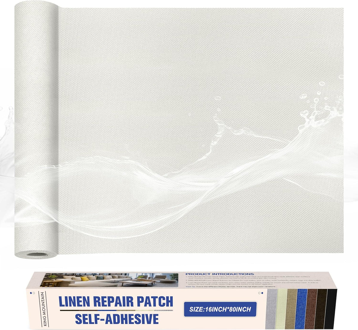 KING MOUNTAIN Linen Repair Patches, Self-Adhesive Linen Fabric Patches, 16X80 inch Extra Size