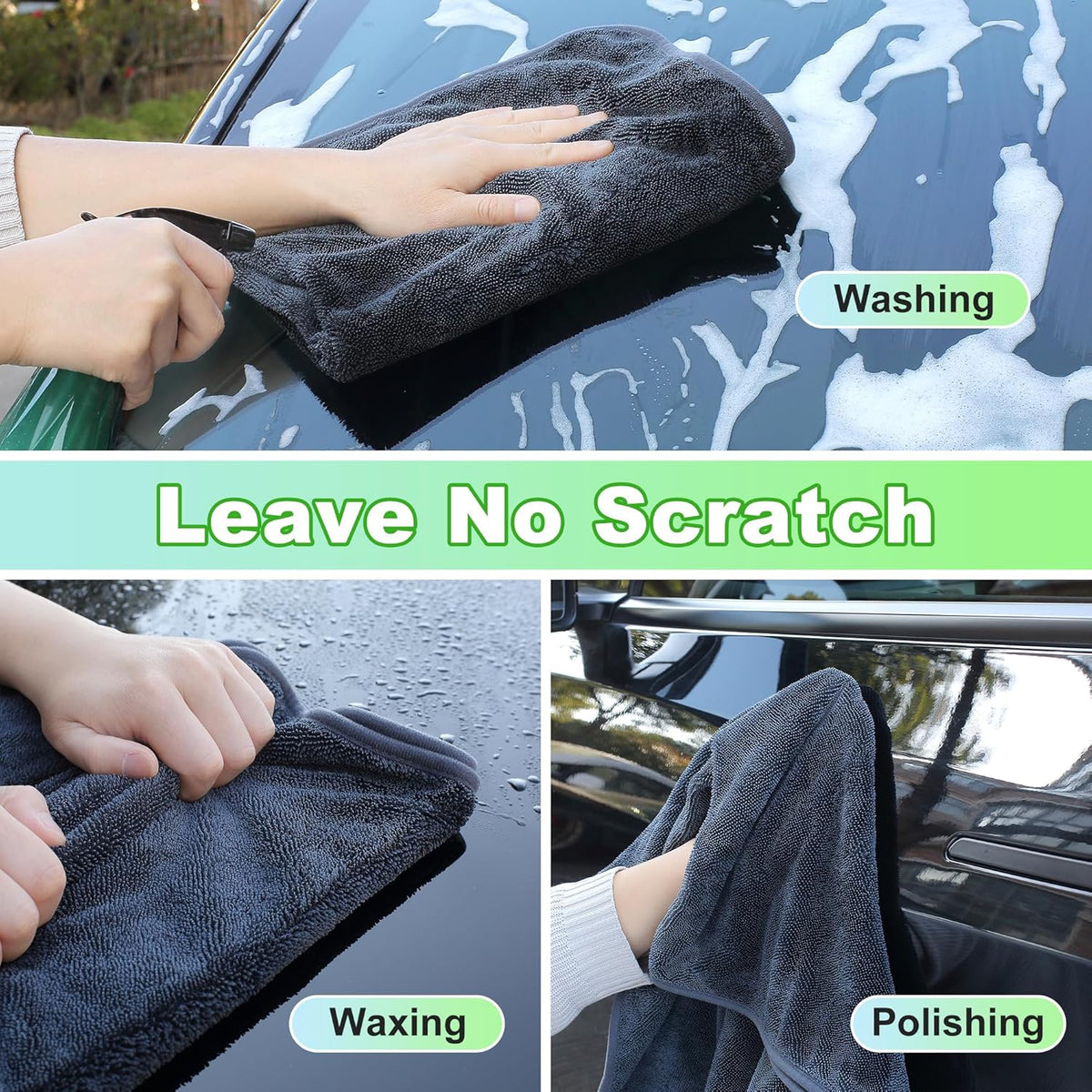 JOYMOOP Microfiber Towels for Cars, 2 Pack 63" x 29.5" Car Drying Towel, Dark Gray Reusable Car