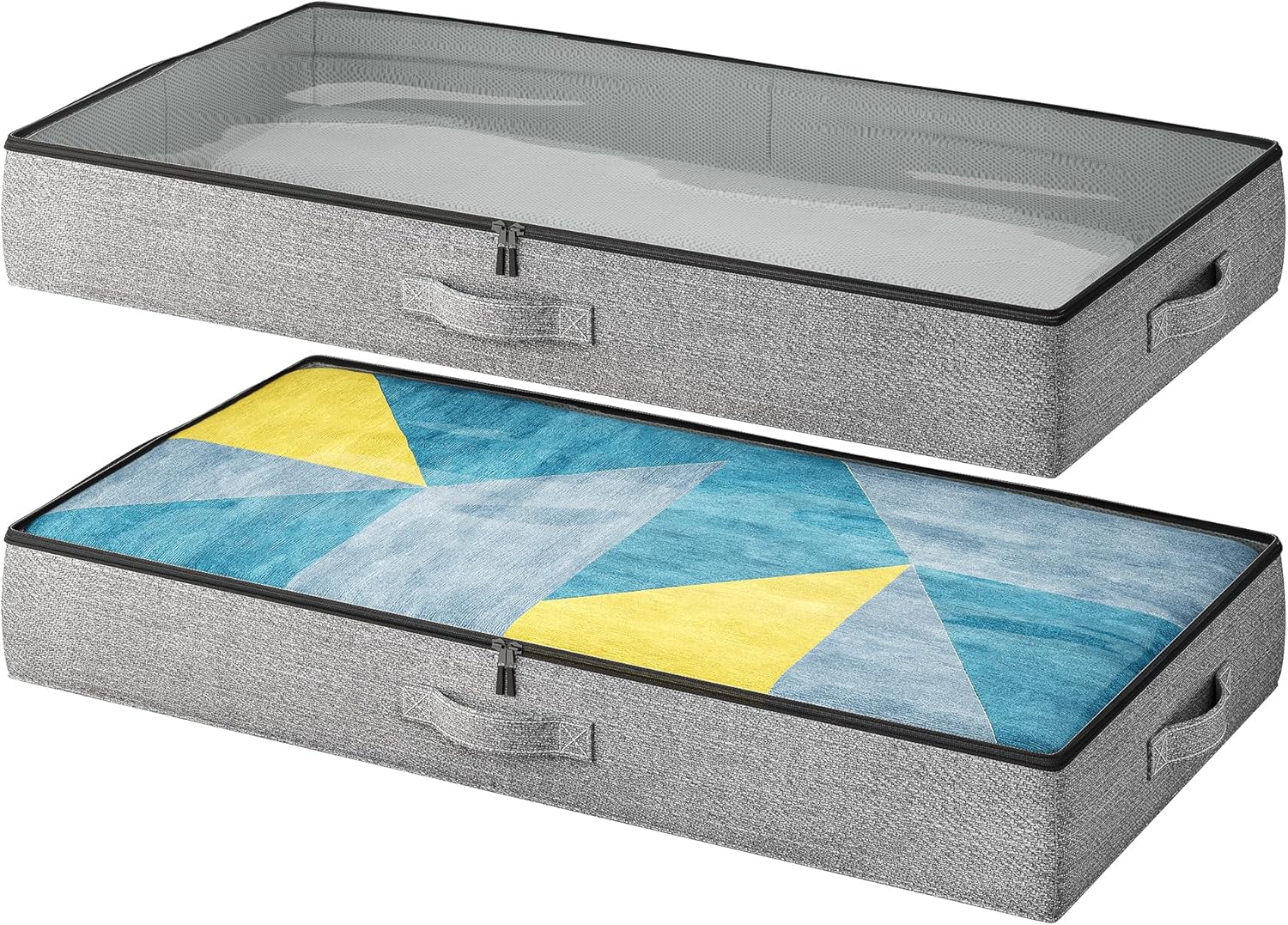 2-Pack Under Bed Storage Containers, 4.5 Inches Tall Low Profile Underbed Clothes Storage Organizer