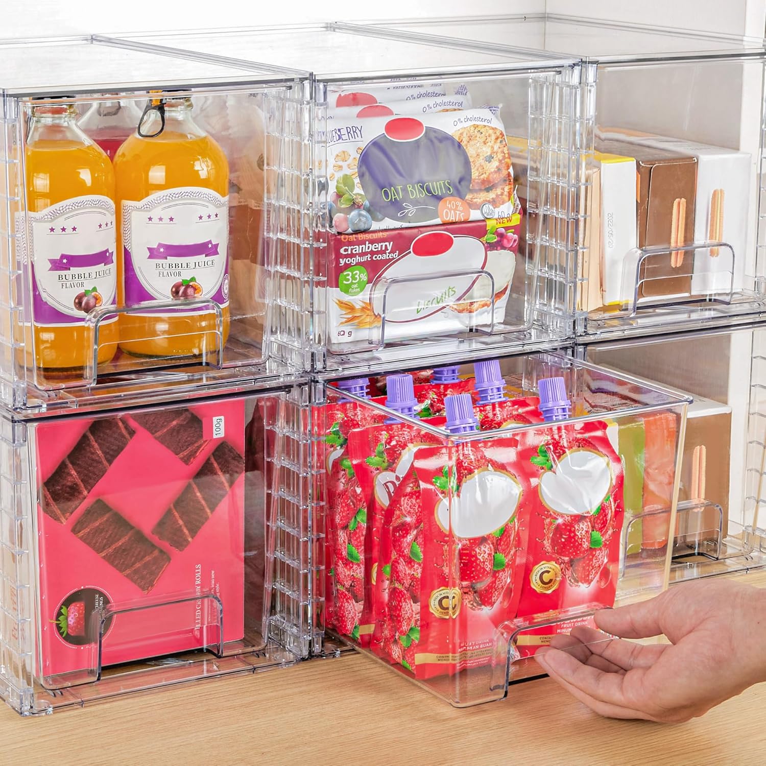 Vtopmart 2 Pack Large Stackable Storage Drawers,Clear Acrylic Drawer Organizers with Handles