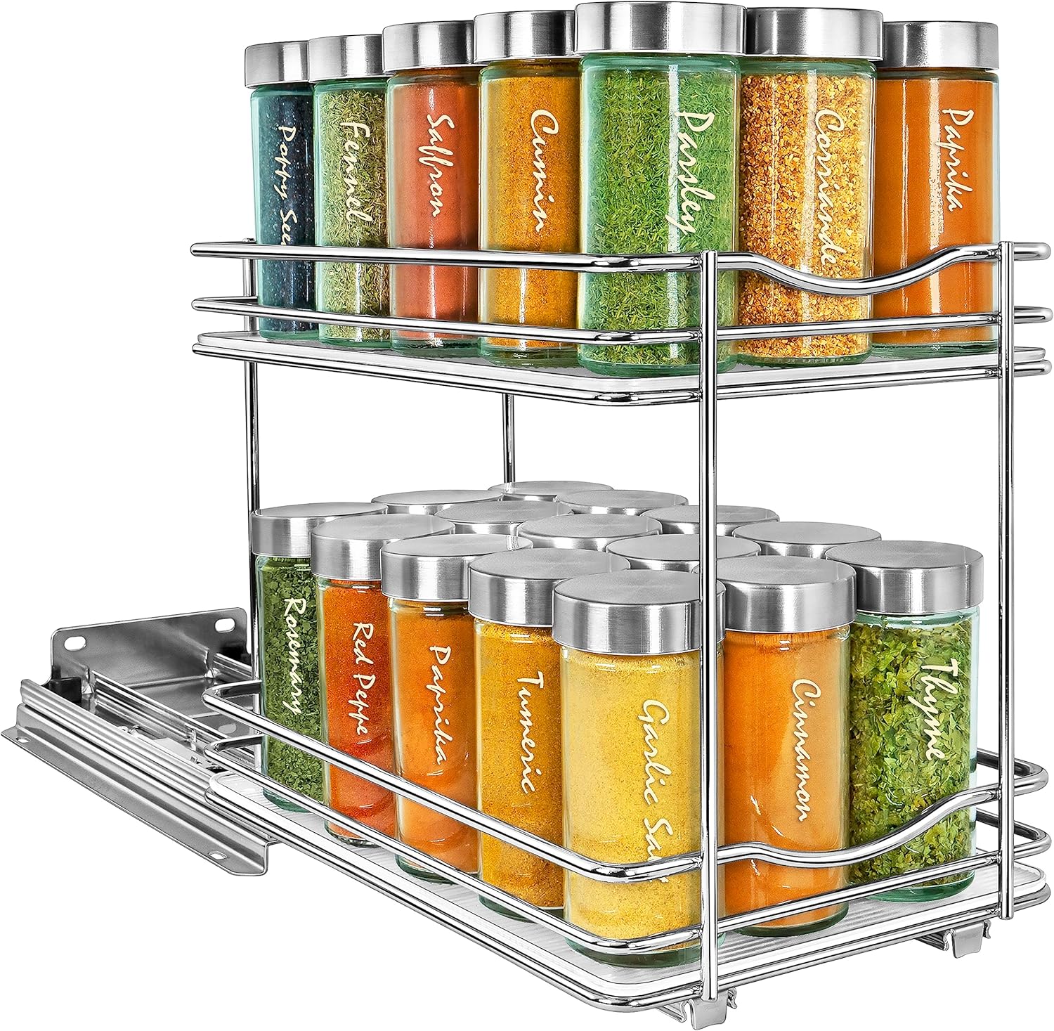 LYNK PROFESSIONAL® Pull Out Spice Rack Organizer for Inside Kitchen Cabinets - 6-1/4 inch Wide
