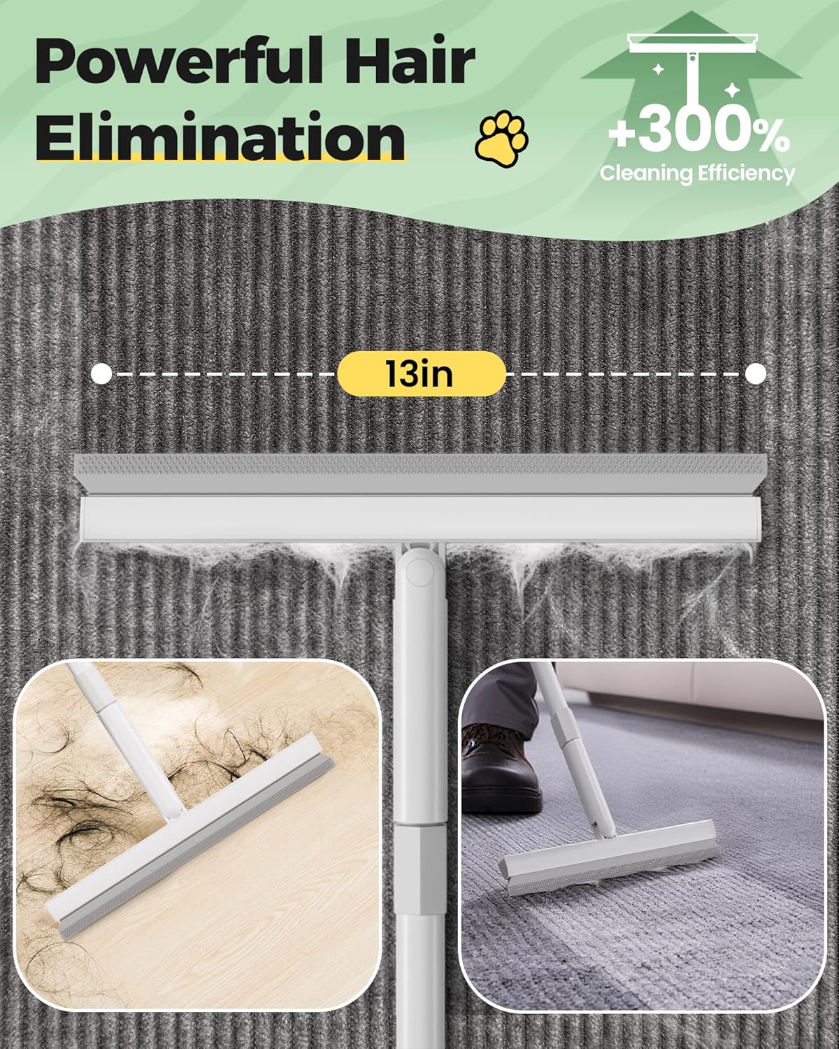 Carpet Rake for Pet Hair Removal Tool - 4 in 1 Pet Hair Remover Kit for Dog Cat Fur Remover