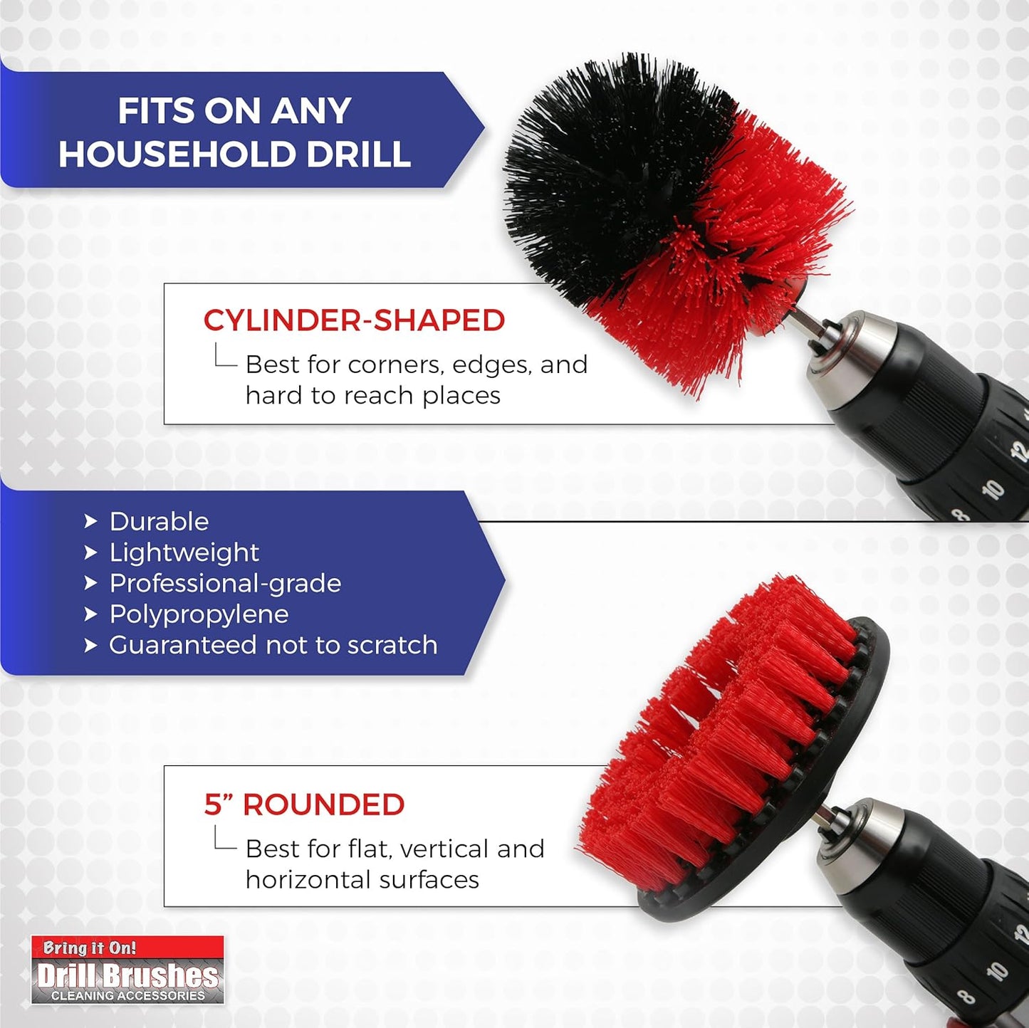 BRING IT ON! CLEANER Water Spot Remover Plus 2 Drill Brushes, Clean Tile, Cleaning Drill Scrub