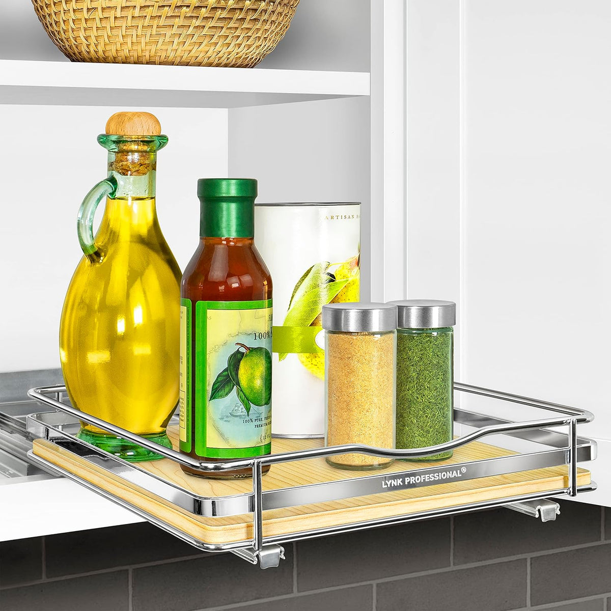 LYNK PROFESSIONAL® Élite™ Pull Out Spice Rack Organizer for Inside Kitchen Cabinets - 10-1/4 inch