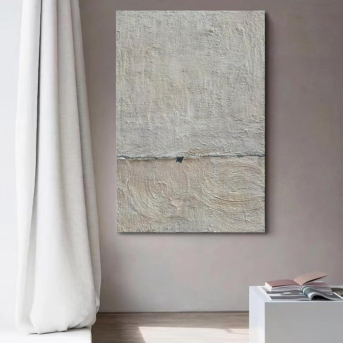 NANKAI Hand painted Minimalist Black and White art canvas Abstract Oil painting 36x24 inch wall