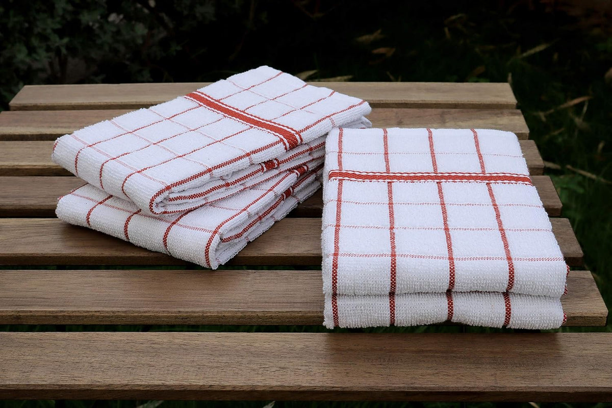 AMOUR INFINI Terry Cotton Kitchen Towels 4-Pack - Large 18 x 28 Inch, Absorbent & Soft Dish Towel