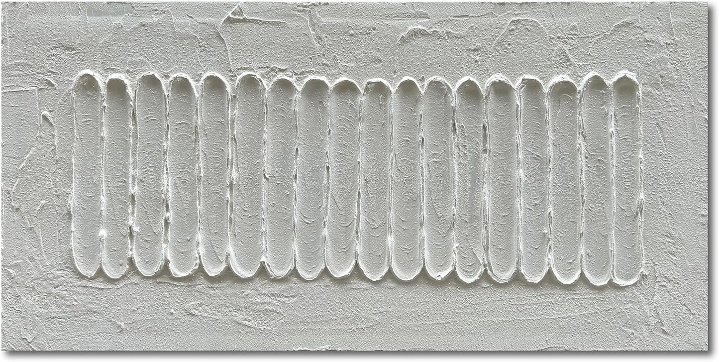 NANKAI Art 24x48 Inchs White Minimalist Art Oil Painting Hand Painted Thick Texture Abstract