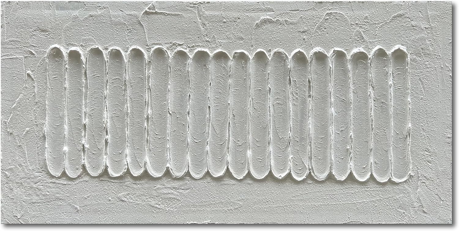 NANKAI Art 24x48 Inchs White Minimalist Art Oil Painting Hand Painted Thick Texture Abstract