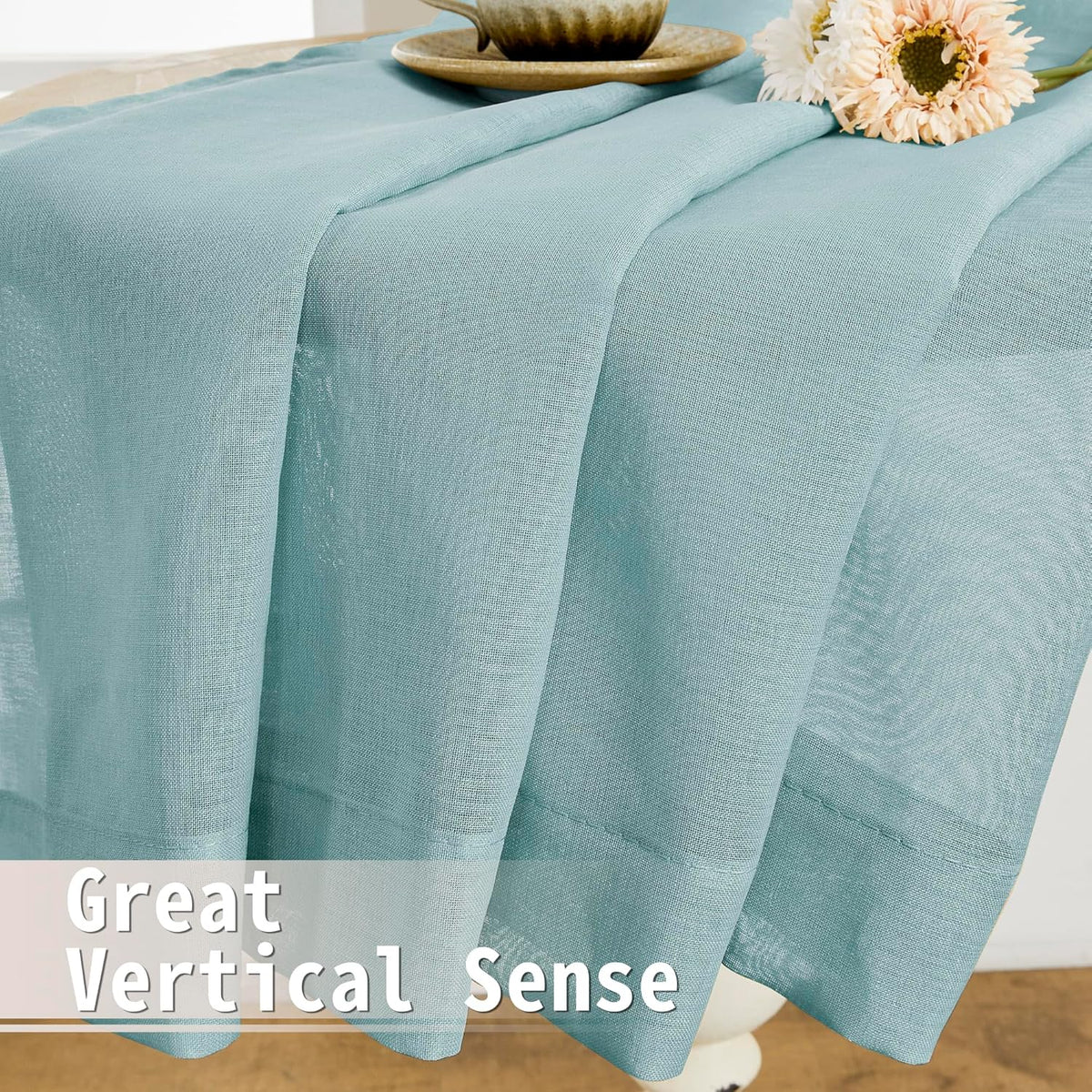 Tollpiz Short Sheer Door Curtain Closet Linen Textured Curtain Sheers Doorway Light Filtering Voile