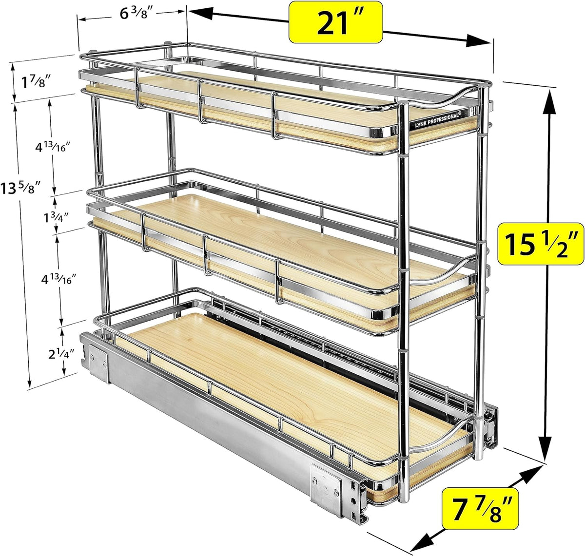 LYNK PROFESSIONAL® Élite™ Pull Out Spice Rack Organizer for Inside Kitchen Cabinets - 6"x21"