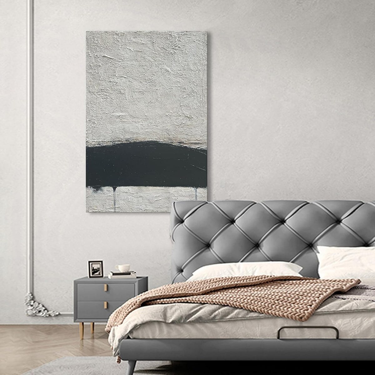 NANKAI Hand-painted Minimalism Black and Gray Art Oil painting Canvas Abstract Oil Painting Wall