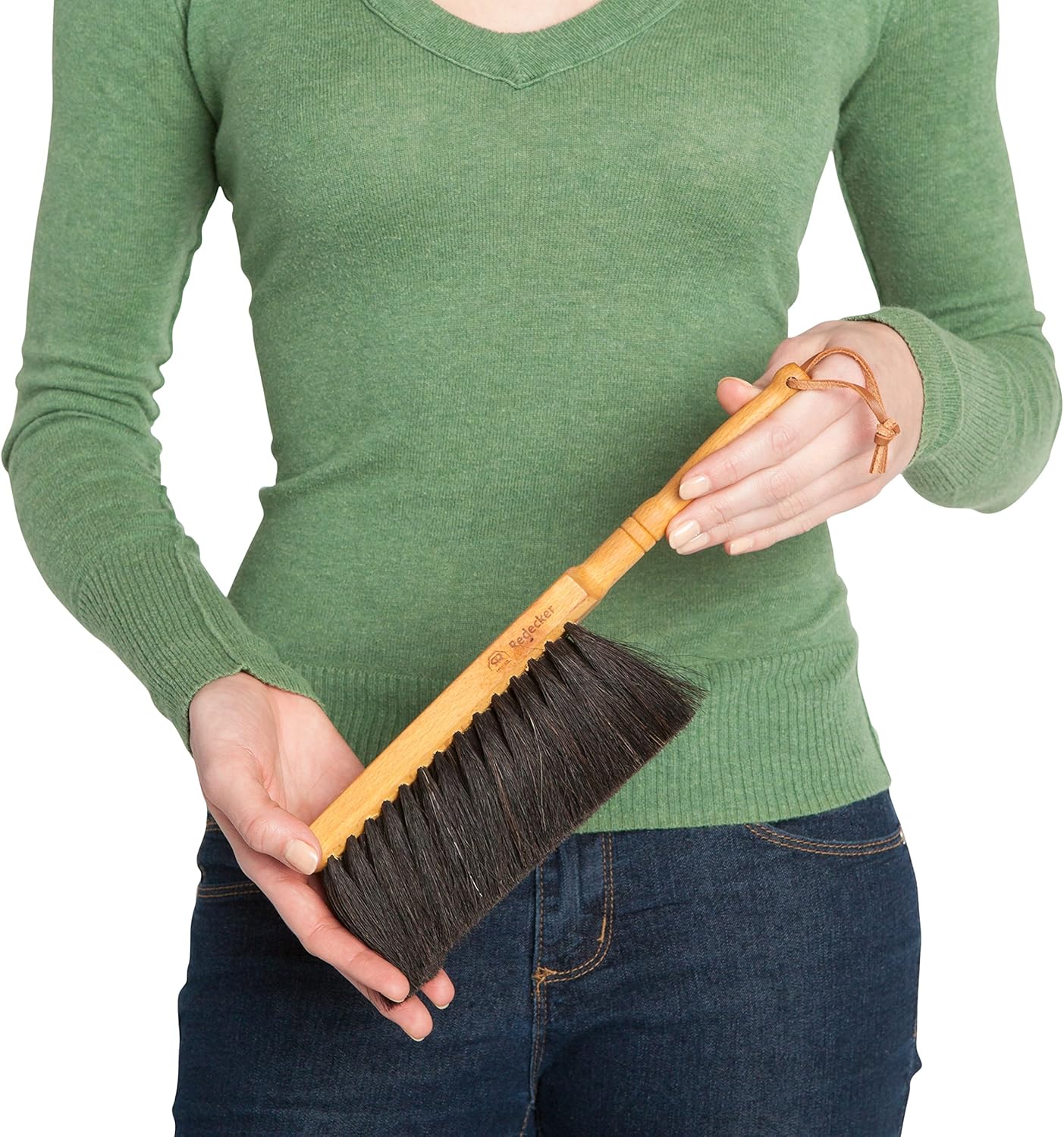 REDECKER Horsehair Fiber Hand Brush and Dust Pan Set - Wooden Broom and Dustpan Set for Home