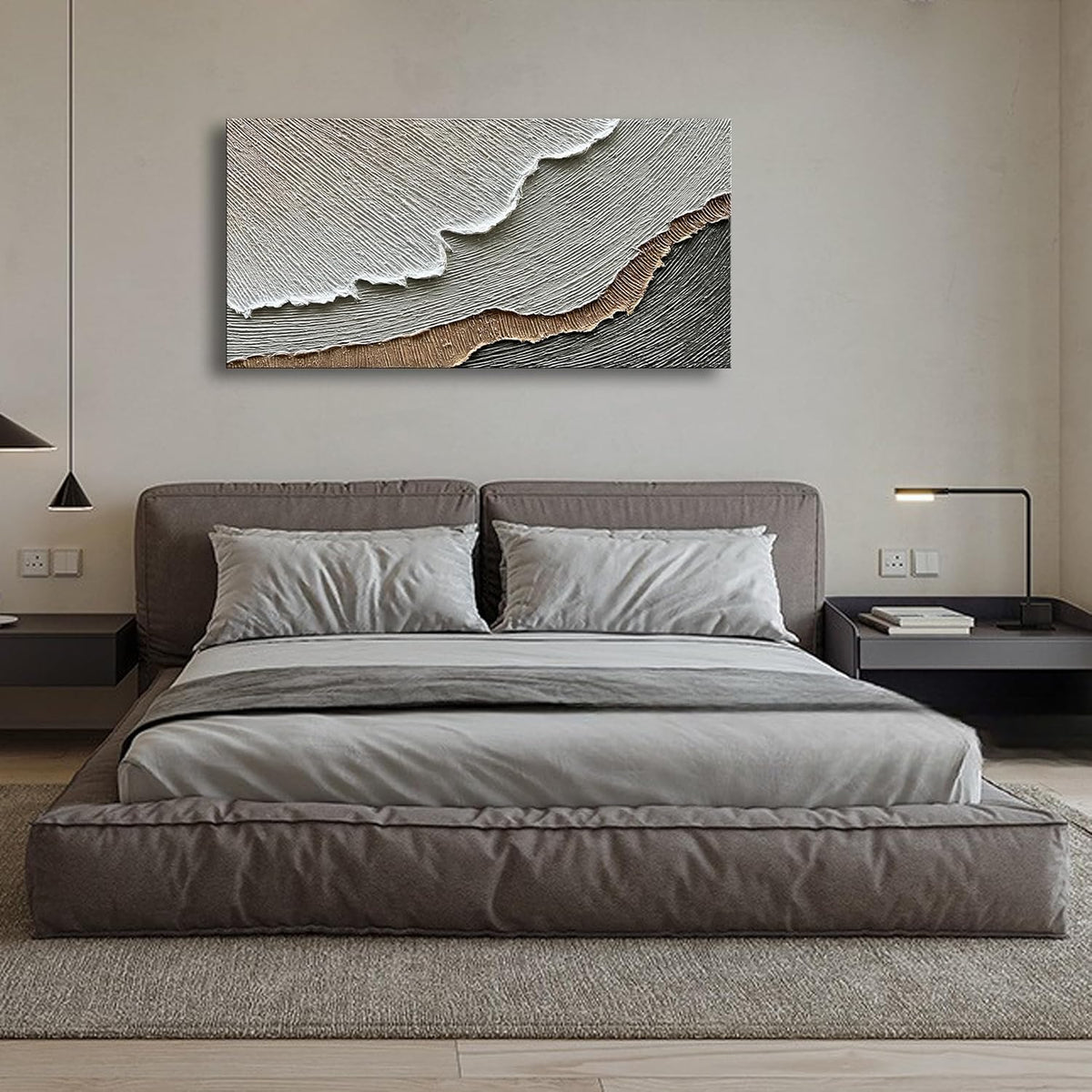 NANKAI Thick Texture Abstract Oil Painting Hand-Painted Beach Wave Landscape Oil Painting Family