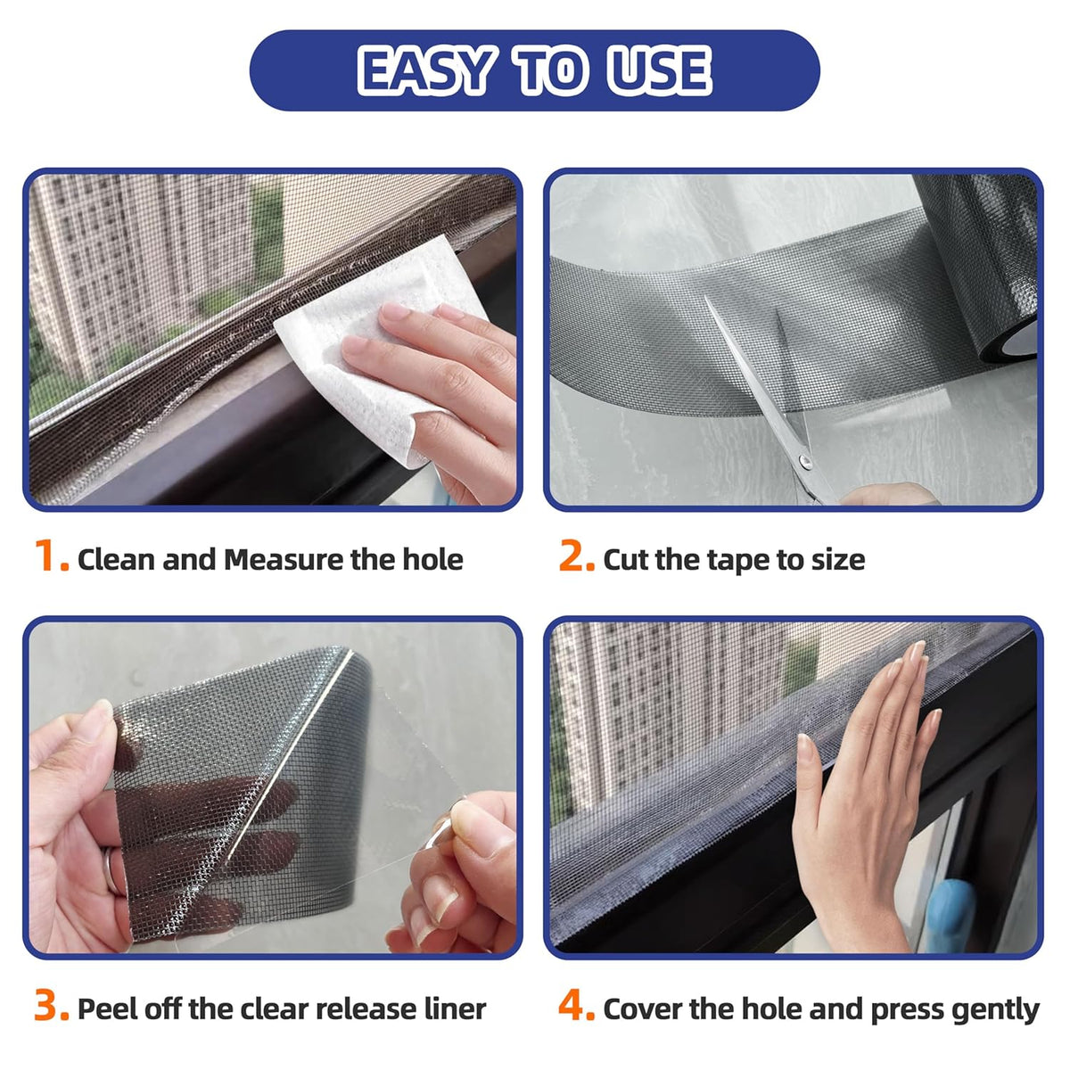 KING MOUNTAIN Black Window Screen Repair Tape,3inX40FT Heavy Duty Screen Repair Kit for Window