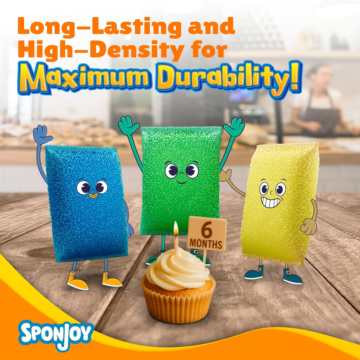 6-Pack Dish Sponges Kitchen - Colorful Kitchen Sponges for Washing Dishes, Non-Scratch &