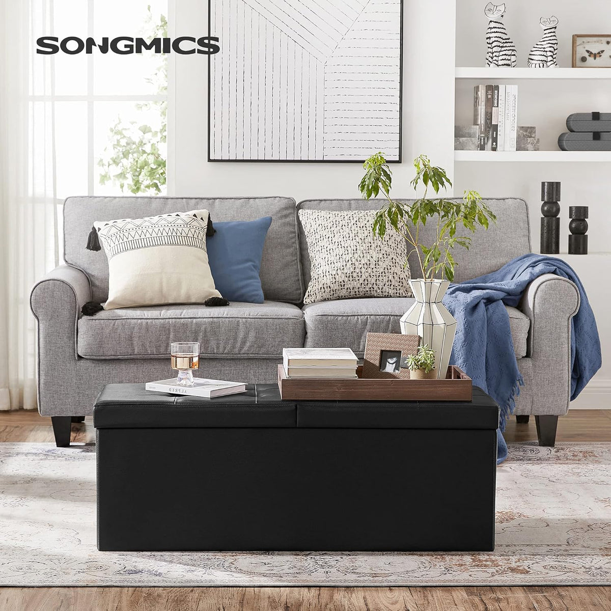 SONGMICS MAZIE Collection - 43 Inches Storage Ottoman Bench with Flipping Lid, Storage Chest with