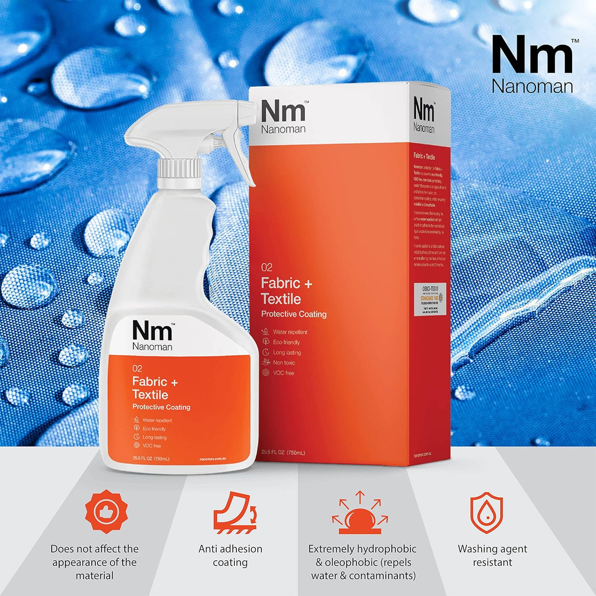 Nanoman Fabric & Textile Protector Spray | Invisible, Waterproof, Stain-Resistant | Safe for All