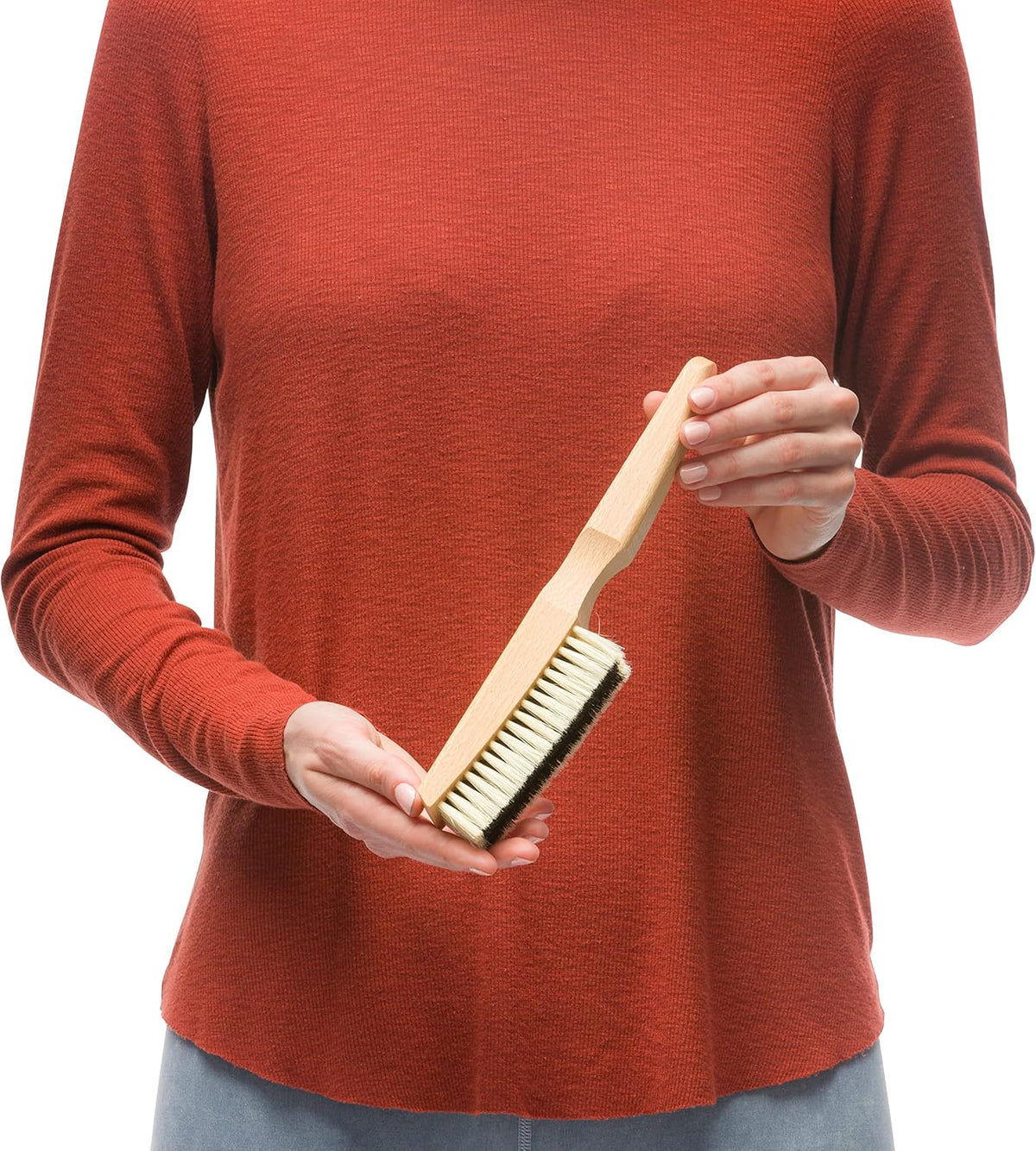 REDECKER Natural Pig Bristle Cashmere Brush with Oiled Beechwood Handle, 10-Inches Long, Two Layers