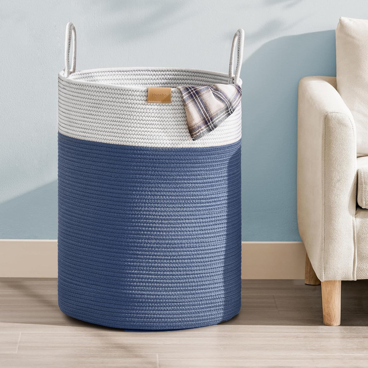Laundry Hamper 95L,Large Laundry Basket for Clothes,Decorative Storage Basket for Blankets,Cotton