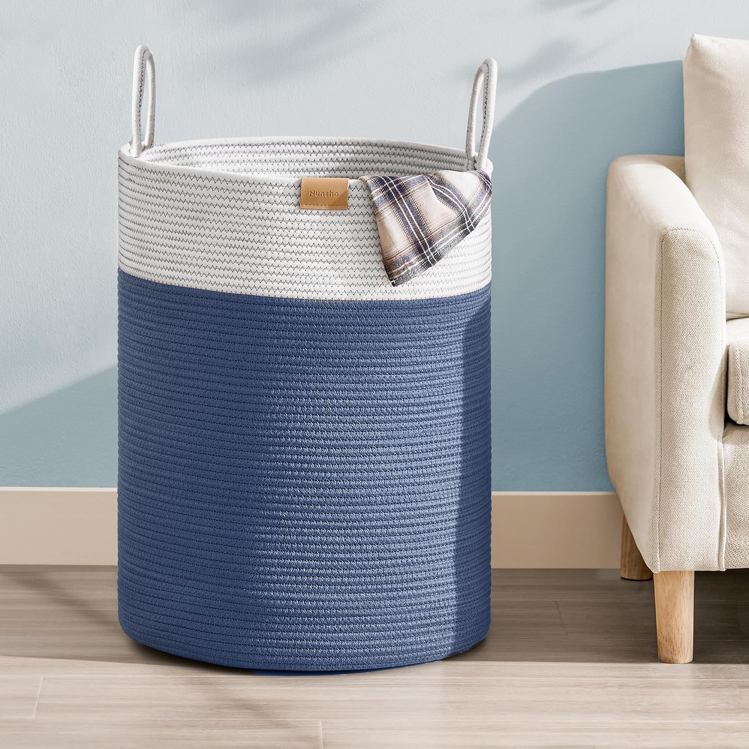 Laundry Hamper 95L,Large Laundry Basket for Clothes,Decorative Storage Basket for Blankets,Cotton