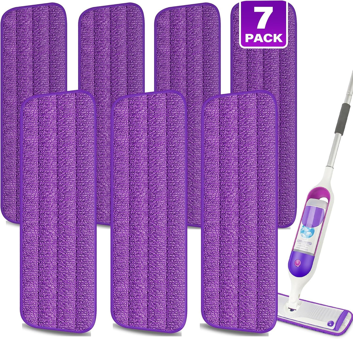 7 Count Reusable Mop Pads for Swiffer PowerMop -MEXERRIS Microfiber Wet Mops Refills PowerMop Pads