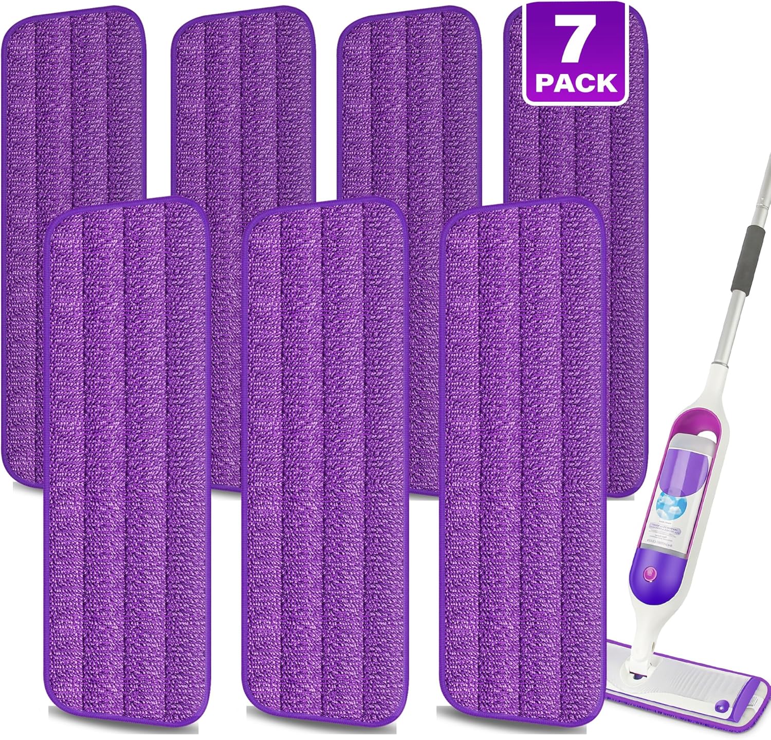 7 Count Reusable Mop Pads for Swiffer PowerMop -MEXERRIS Microfiber Wet Mops Refills PowerMop Pads