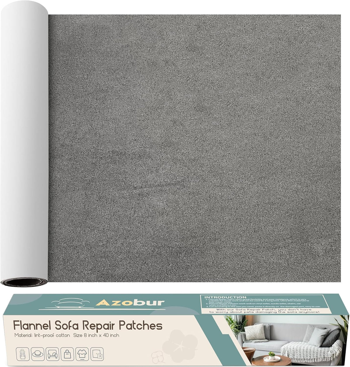 Azobur Sofa Fabric Repair Patch, Oversized Microfiber Patch，Self Adhesive Fabric Sofa Patch Repair