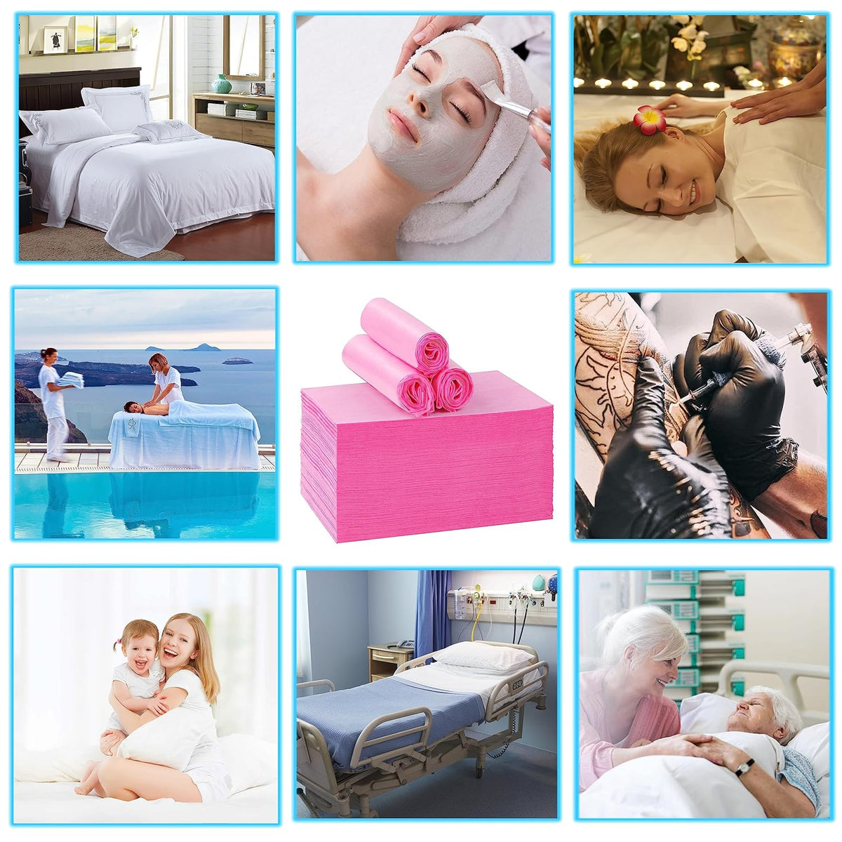 Disposable Bed Sheets for Massage Table 100 Pcs 31" x 71" Waterproof Massage Table Sheets Soft Non