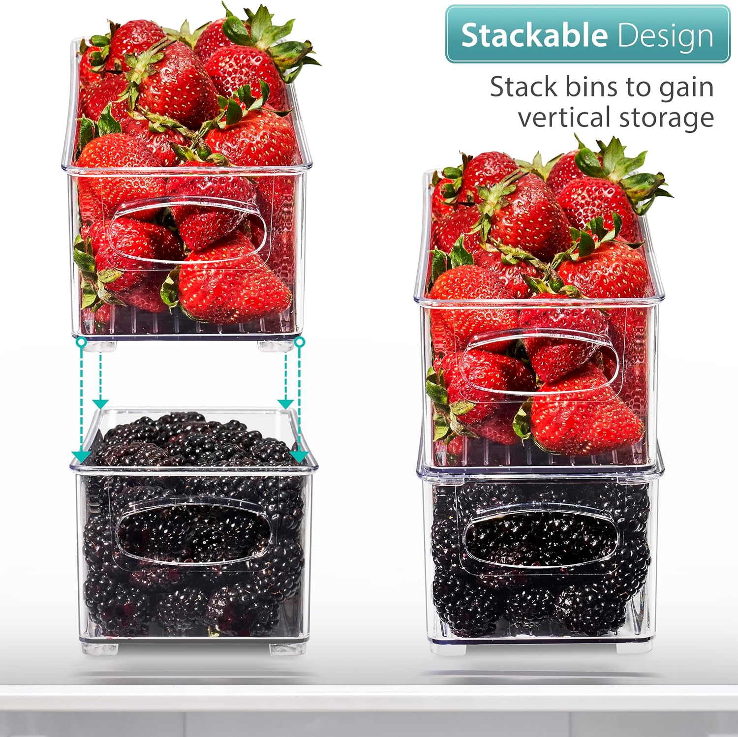Sorbus Stackable Refrigerator Organizer Bins - Clear Storage Bins for Kitchen Pantry, Freezer &