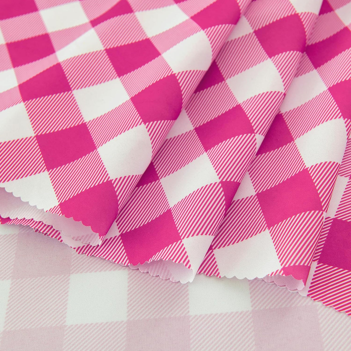 Waterproof Plaid Tablecloth Fabric - Round 108 Inch Classic Gingham Checker Table Cloth for