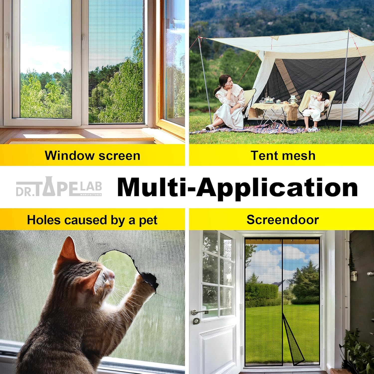 Grey Window Screen Repair Tape, 4 in X 15 FT, Screen Repair Kit for Windows or Doors, Strong