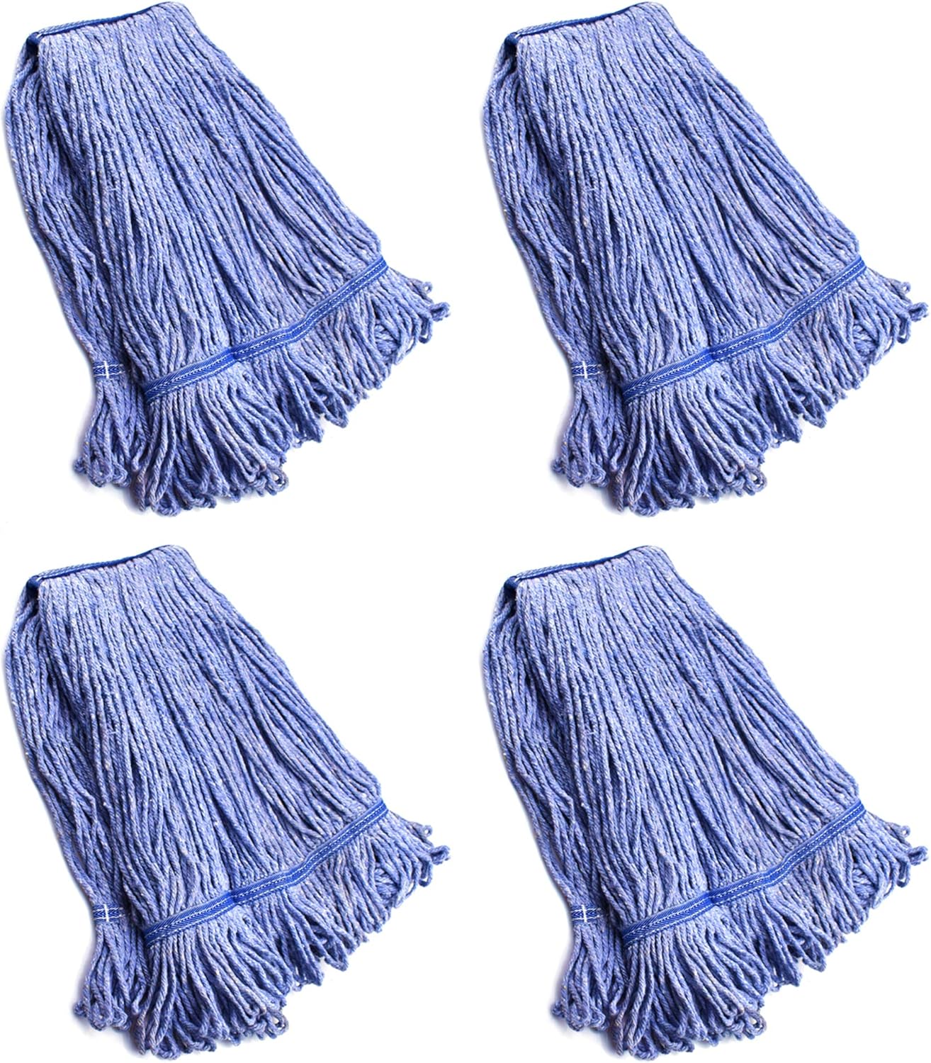 String Mop Heads Replacement Heavy Duty Commercial Grade Blue Cotton Looped End Wet Industrial