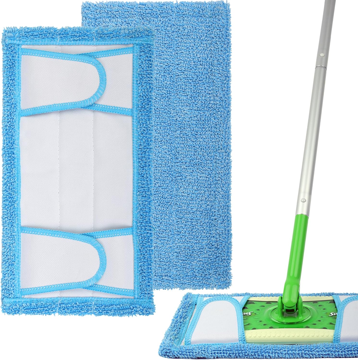 Reusable Microfiber Mop Pad for Swiffer Sweeper, 12.5'' Refill Washable for Hard Floor Baseboard